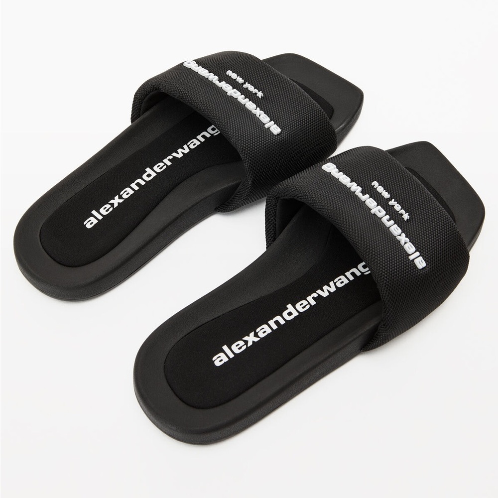 Alexander Wang Black Logo Slide Sandals